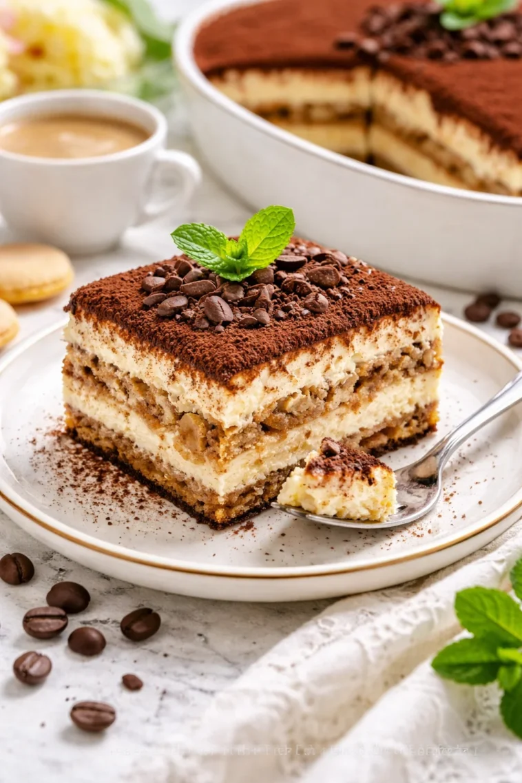 Authentisches italienisches Tiramisu in einer Servierglasschüssel