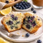 Frische Blaubeermuffins aus der Bäckerei Stil, perfekt für jeden Anlass.