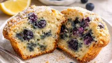Frische Blaubeermuffins aus der Bäckerei Stil, perfekt für jeden Anlass.