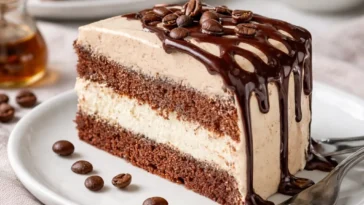 Baileys Espresso-Cream-Kuchen auf einem Teller, perfekt für Kaffeeliebhaber.