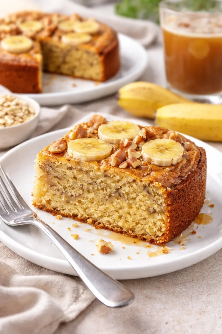 Bananen-Nuss-Haferflocken-Kuchen ohne Zucker als gesunde Leckerei