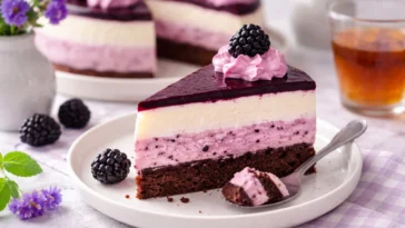 Leckere Brombeer-Joghurt-Torte mit frischen Brombeeren und Joghurtcreme