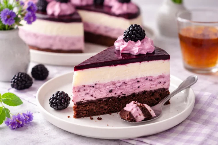 Leckere Brombeer-Joghurt-Torte mit frischen Brombeeren und Joghurtcreme