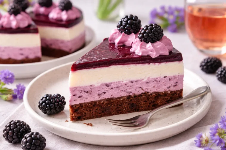 Brombeer-Joghurt-Torte mit frischen Brombeeren und Joghurtcreme