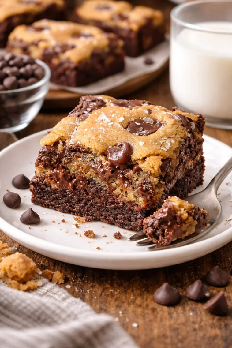 Leckere Brookies, eine Mischung aus schokoladigen Brownies und knusprigen Cookies
