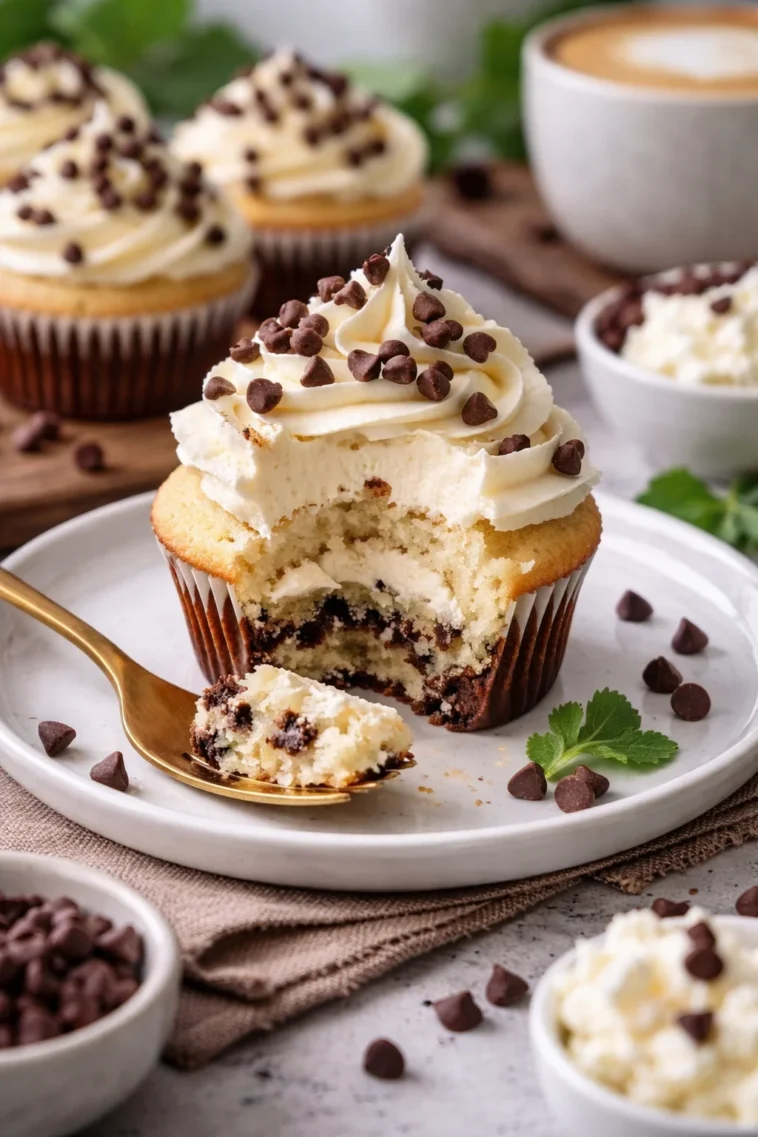 Leckere Cannoli-Cupcakes mit ricottafüllung und schokolade