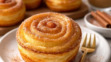 Leckere Churro Cruffins mit Zimt und Zucker, ideal zum Naschen.