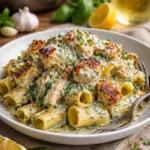 Cremige Pesto-Hähnchen-Pasta mit frischem Basilikum und Hühnchen