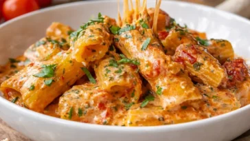 Cremige Tomaten-Knoblauch-Pasta mit frischen Zutaten