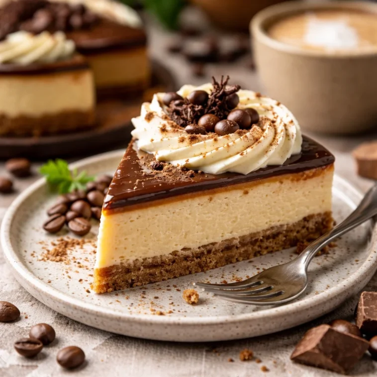 Cremiger Kaffee-Käsekuchen mit aromatischem Kaffee und leckerem Käsegeschmack.