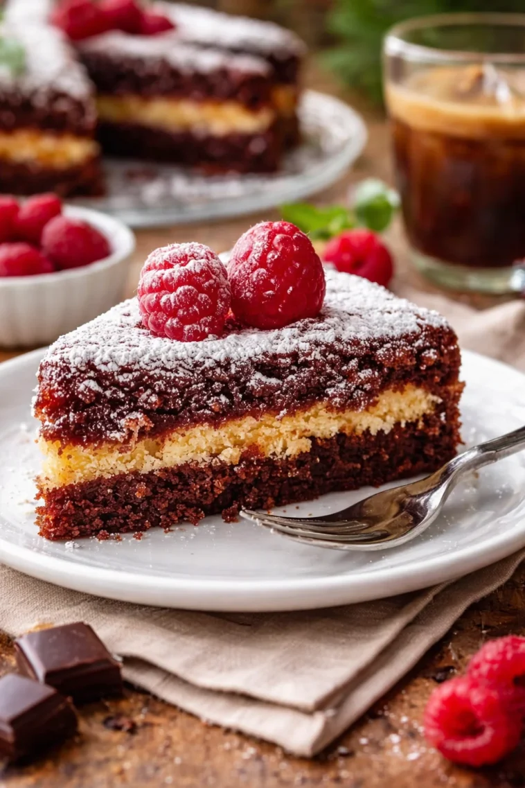 Schnellster Kuchen der Welt mit leckerem Topping auf einem Tisch