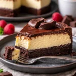 Leckerer Brownie-Käsekuchen mit Schokoladengeschmack und cremiger Käsekuchen-Schicht
