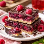 Dunkle Schokoladen-Himbeer-Pieflecken auf einem Teller