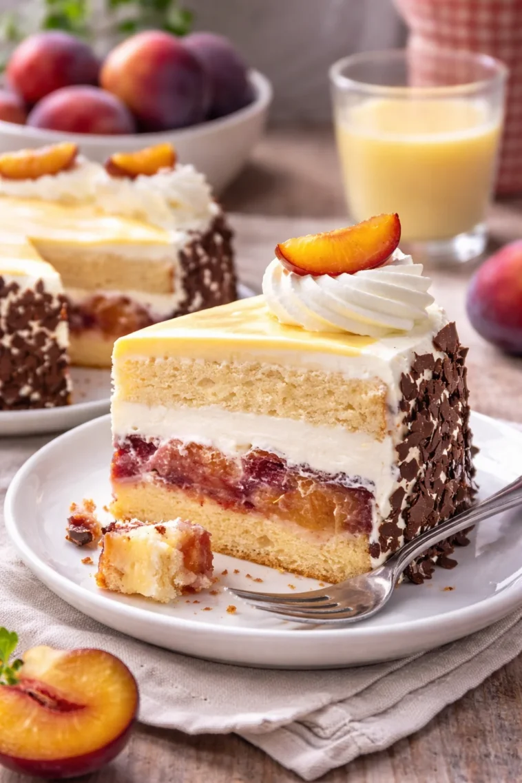 Saftiger Eierlikör-Pflaumenkuchen frisch gebacken für festliche Anlässe.