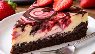 Leckerer Schokoladen-Erdbeer-Wirbel-Käsekuchen aus einfachem Rezept