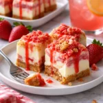 Erdbeer-Crunch-Cheesecake-Stückchen, leckere No-Bake-Dessert-Variation