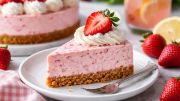 Erdbeer-Käsekuchen mit frischen Erdbeeren und Käsecreme Topping