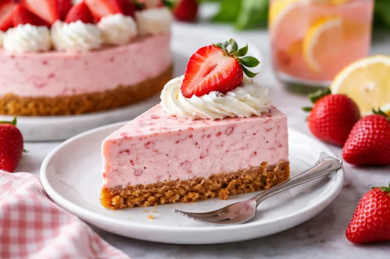 Erdbeer-Käsekuchen mit frischen Erdbeeren und Käsecreme Topping