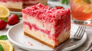 Leckerer Erdbeer-Käsekuchen mit frischen Erdbeeren und cremigem Käsebelag