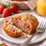 Erdbeer-Sauerteig-Muffins angeordnet auf einem Tisch