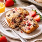 Erdbeer-Schokoladen-Sauerteigmuffins mit frischen Erdbeeren und Schokoladenstückchen