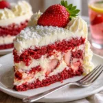 Erdbeerkäsekuchen-Erdbeben-Kuchen mit frischen Erdbeeren und cremiger Käsefüllung