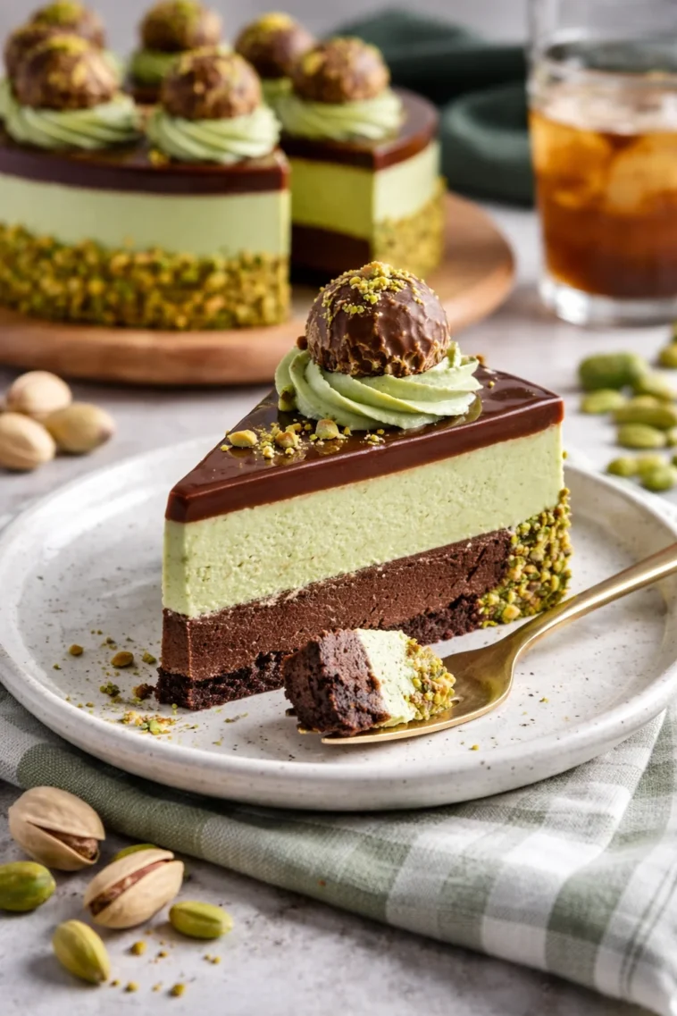Ferrero Rocher Pistazienkuchen mit Nüssen und Schokolade