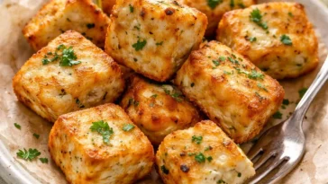 Leckere Feta-Luftfritteusen-Häppchen auf einem Teller serviert