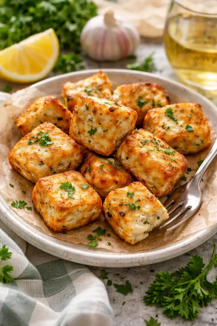 Leckere Feta-Luftfritteusen-Häppchen auf einem Teller serviert