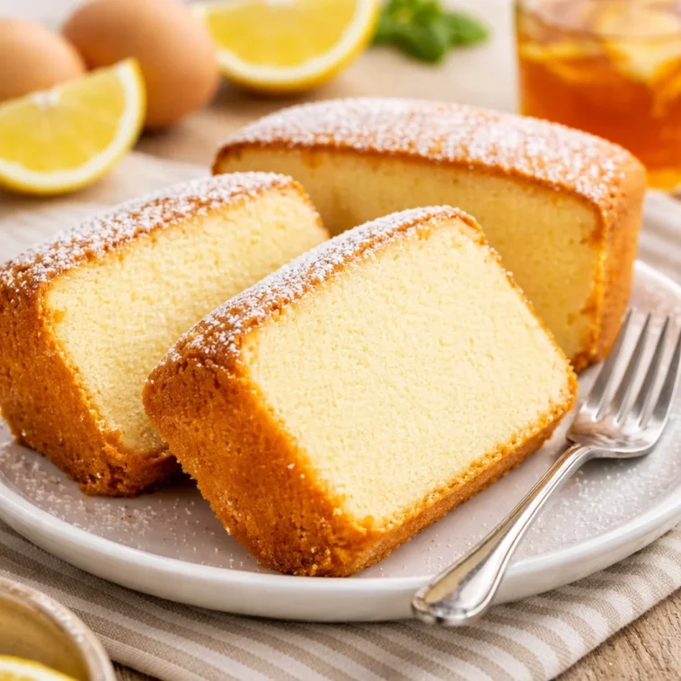 Rezept für feuchten Gelben Kuchen auf einem Teller