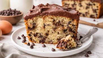 Rezept für selbstgemachten Butterkuchen mit Schokoladenstückchen