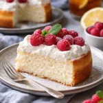 Flaumiger Joghurtwolkenkuchen mit frischen Früchten und Sahne