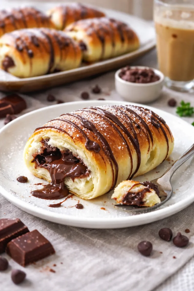 Fluffige Schokobrötchen mit doppeltem Schokokern auf einem Teller