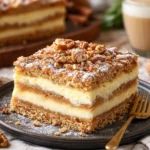 Friss-dich-dumm-Kuchen mit Pudding und Walnüssen auf einem Teller