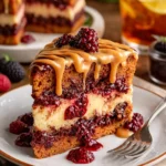 Ein köstlicher Fruchtmarmorkuchen, perfekt für Dessertliebhaber.