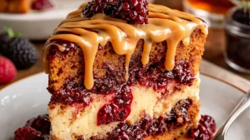 Ein köstlicher Fruchtmarmorkuchen, perfekt für Dessertliebhaber.