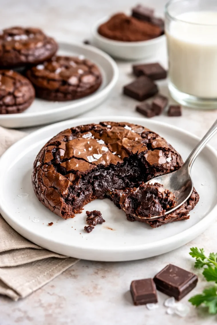 Frisch gebackene Gourmet Brownie Kekse auf einem Teller