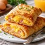 Hausgemachte Frühstücks-Hot Pockets mit Eiern und Gemüse auf einem Teller