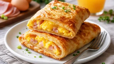 Hausgemachte Frühstücks-Hot Pockets mit Eiern und Gemüse auf einem Teller