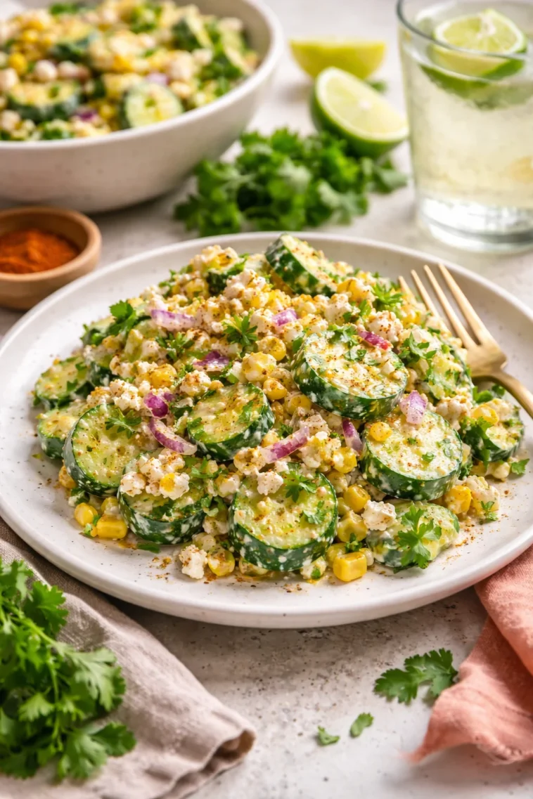 Hausgemachter mexikanischer Gurkensalat mit frischen Zutaten