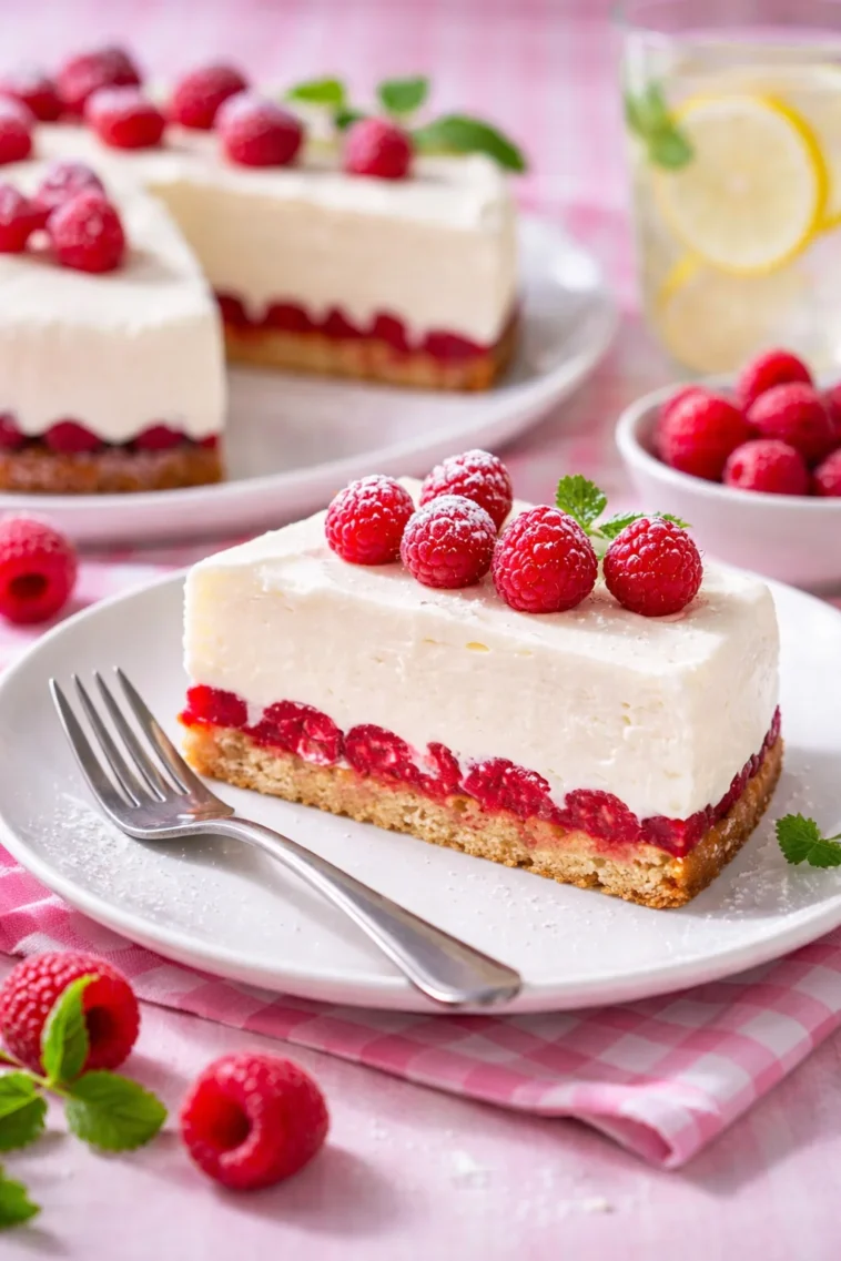 Himbeer-Joghurt-Torte mit frischen Himbeeren und cremigem Joghurt-Verhältnis