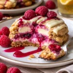 Himbeer-Käsekuchen-Plätzchen mit frischen Himbeeren und cremigem Käsekuchen-Füllung