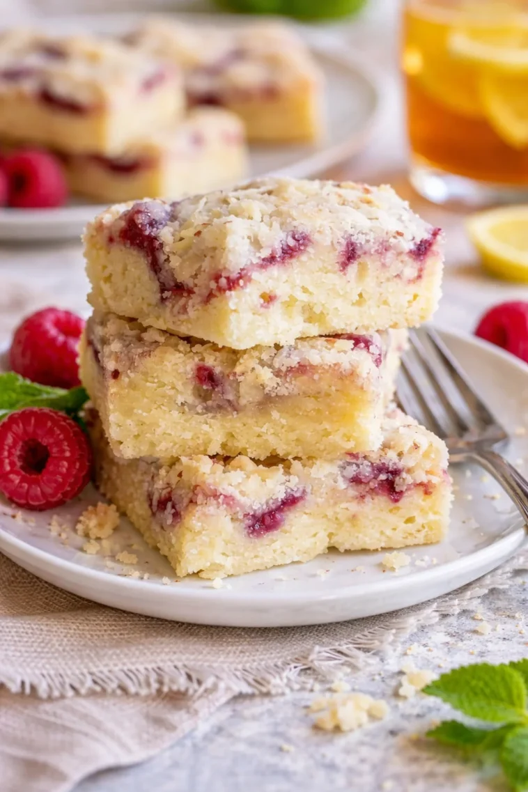 Himbeer-Mandel-Krümelriegel mit frischen Himbeeren und Mandeln für einen gesunden Snack