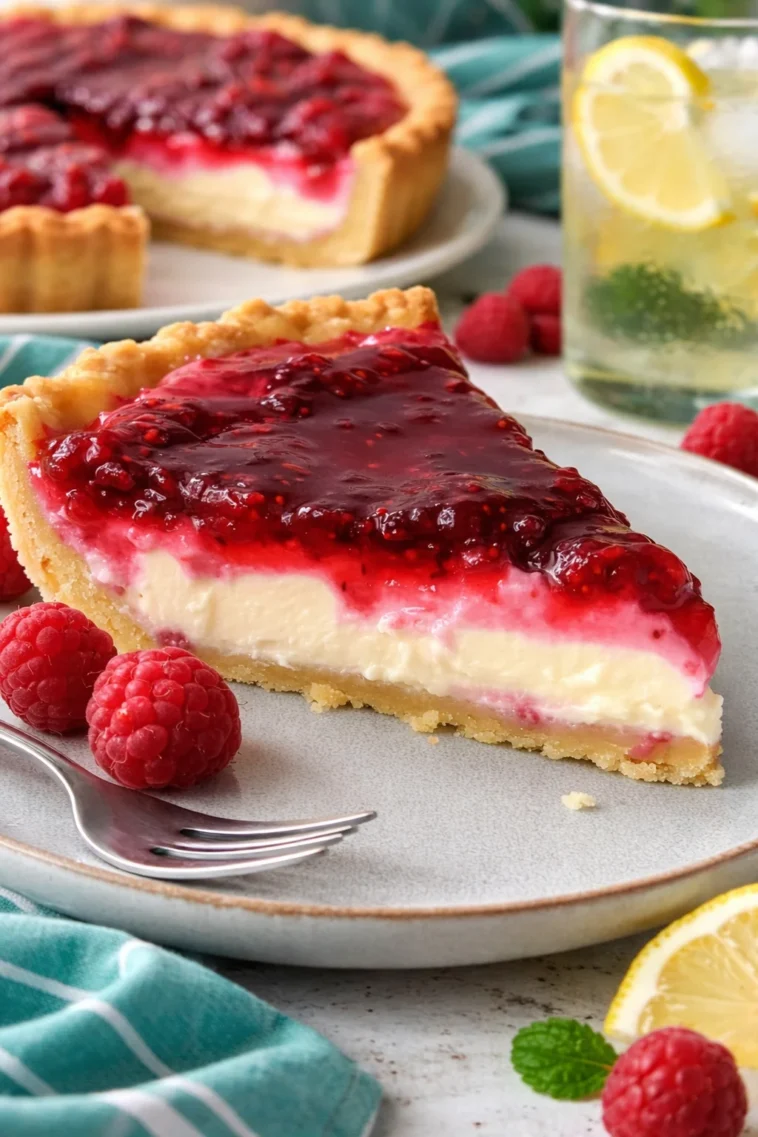 Himbeer-Schmand-Torte mit frischen Himbeeren und Schmandcreme