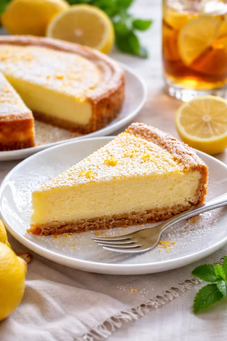 Italienischer Ricotta-Käsekuchen mit frischer Ricotta und einer goldenen Kruste