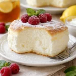 Leckerer Joghurtwolkenkuchen als leichtes Dessertrezept serviert