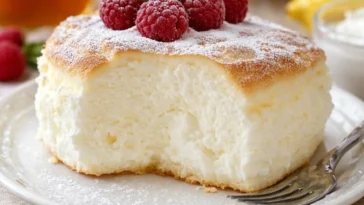 Leckerer Joghurtwolkenkuchen als leichtes Dessertrezept serviert