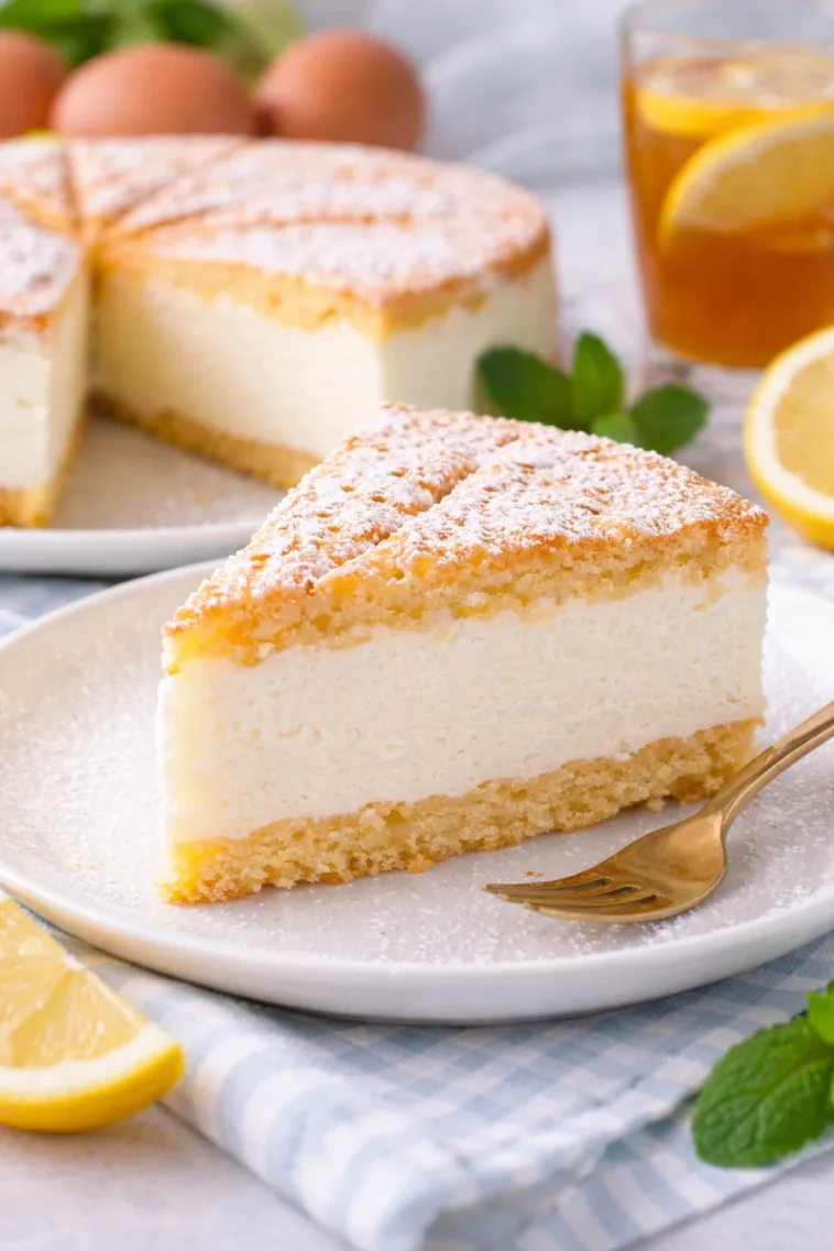 Dekorative Käse-Sahne-Torte auf einem Tisch präsentiert