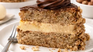 Kiewer Kuchen, ein köstliches ukrainisches Dessert mit Meringue und Nüssen