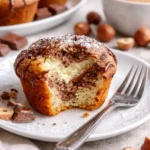 Köstliche Kinder-Bueno-Muffins mit Mascarponefüllung auf einem Teller.